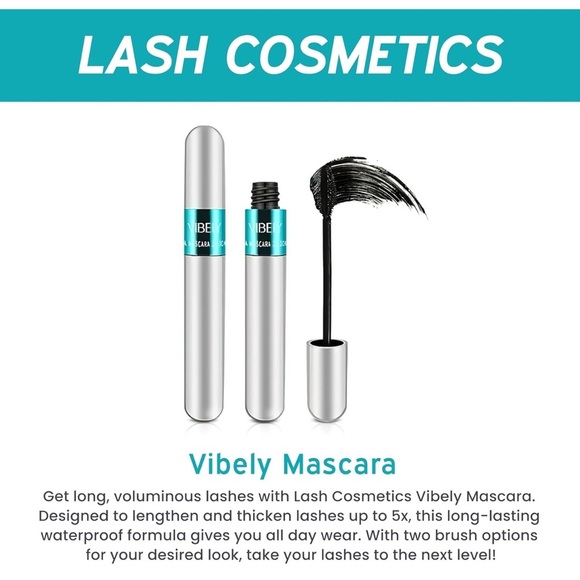 New Lash Cosmetics Vibely 4D Mascara w/ Dual Brushes For Long, Voluminous Lashes - Picture 5 of 15